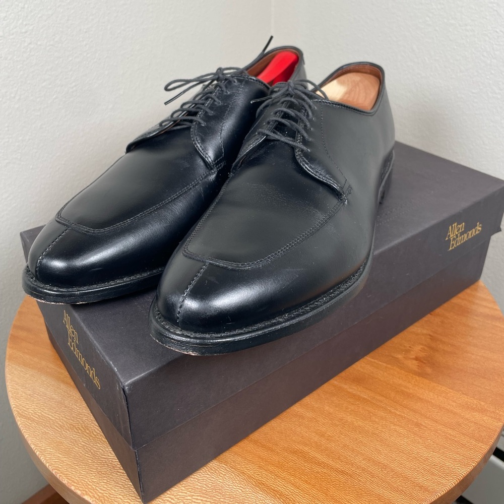 ALLEN EDMONDS Delray Split Toe Lace Up Oxfords Dress Shoes 12D Black Leather USA - Picture 2 of 16